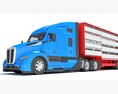 Blue Heavy-Duty Truck With Animal Transport Trailer 3D модель