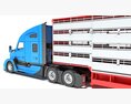 Blue Heavy-Duty Truck With Animal Transport Trailer 3Dモデル dashboard