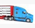 Blue Heavy-Duty Truck With Animal Transport Trailer 3D 모델  seats
