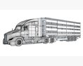 Blue Heavy-Duty Truck With Animal Transport Trailer Modèle 3d