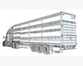 Blue Heavy-Duty Truck With Animal Transport Trailer 3Dモデル