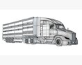 Blue Heavy-Duty Truck With Animal Transport Trailer 3d model