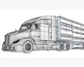 Blue Heavy-Duty Truck With Animal Transport Trailer 3D модель