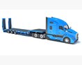 Blue Truck With Platform Trailer 3D-Modell