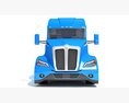 Blue Truck With Platform Trailer 3D-Modell Vorderansicht
