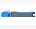 Blue Truck With Platform Trailer Modèle 3d clay render