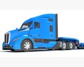 Blue Truck With Platform Trailer 3D 모델 