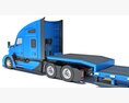Blue Truck With Platform Trailer Modelo 3D dashboard