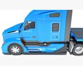 Blue Truck With Platform Trailer Modelo 3D seats