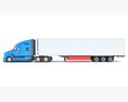Blue Truck With Reefer Refrigerator Trailer 3Dモデル 後ろ姿