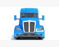 Blue Truck With Reefer Refrigerator Trailer 3D модель front view