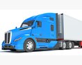 Blue Truck With Reefer Refrigerator Trailer 3D модель