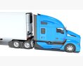 Blue Truck With Reefer Refrigerator Trailer 3D модель seats