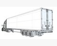 Blue Truck With Reefer Refrigerator Trailer 3Dモデル