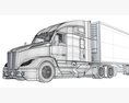 Blue Truck With Reefer Refrigerator Trailer 3D模型