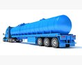 Blue Truck With Tank Semitrailer 3D模型