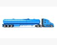 Blue Truck With Tank Semitrailer Modello 3D