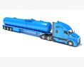 Blue Truck With Tank Semitrailer 3D модель