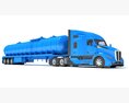 Blue Truck With Tank Semitrailer 3Dモデル top view
