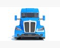 Blue Truck With Tank Semitrailer Modello 3D vista frontale