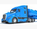 Blue Truck With Tank Semitrailer 3D 모델 