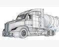 Blue Truck With Tank Semitrailer 3Dモデル