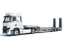 Commercial Truck With Platform Trailer 3D model