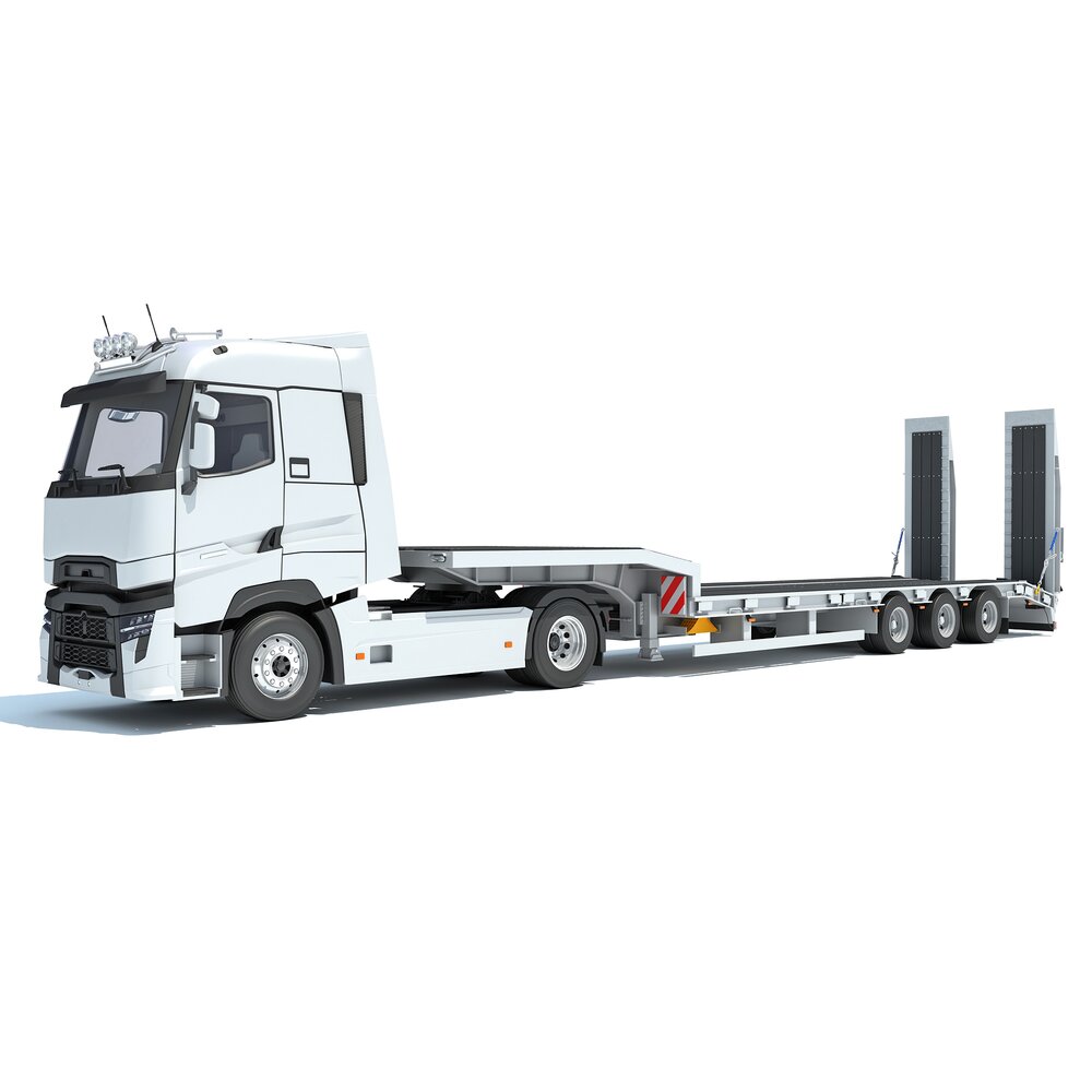 Commercial Truck With Platform Trailer Modèle 3D
