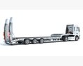 Commercial Truck With Platform Trailer 3D模型 侧视图