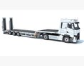 Commercial Truck With Platform Trailer 3D模型