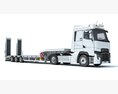 Commercial Truck With Platform Trailer 3D-Modell Draufsicht