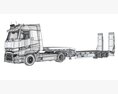 Commercial Truck With Platform Trailer 3D модель