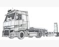 Commercial Truck With Platform Trailer Modelo 3D