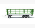 Farm Flatbed Trailer With Side Rails 3Dモデル 後ろ姿