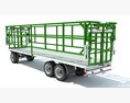 Farm Flatbed Trailer With Side Rails 3d model wire render