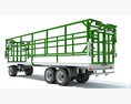 Farm Flatbed Trailer With Side Rails 3D 모델 