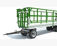 Farm Flatbed Trailer With Side Rails 3d model clay render