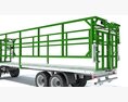 Farm Flatbed Trailer With Side Rails 3d model