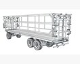 Farm Flatbed Trailer With Side Rails 3d model seats