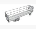 Farm Flatbed Trailer With Side Rails 3Dモデル