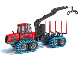 Logging Forwarder With Crane Arm Modello 3D