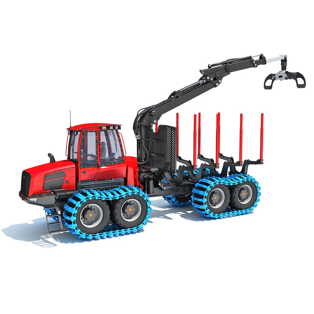 Logging Forwarder With Crane Arm 3D模型