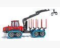 Logging Forwarder With Crane Arm 3D 모델  back view
