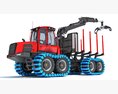 Logging Forwarder With Crane Arm 3D-Modell clay render