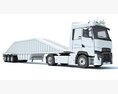 Modern Semi-Truck With Three-Axle Bottom Dump Trailer 3Dモデル top view