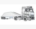 Modern Semi-Truck With Three-Axle Bottom Dump Trailer Modello 3D