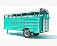 Single-Axle Farm Animal Carrier 3d model wire render