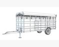 Single-Axle Farm Animal Carrier 3d model clay render