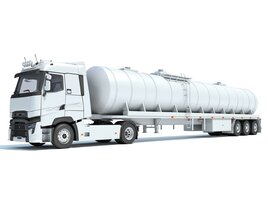 Truck With Fuel Tank Semitrailer 3D 모델 