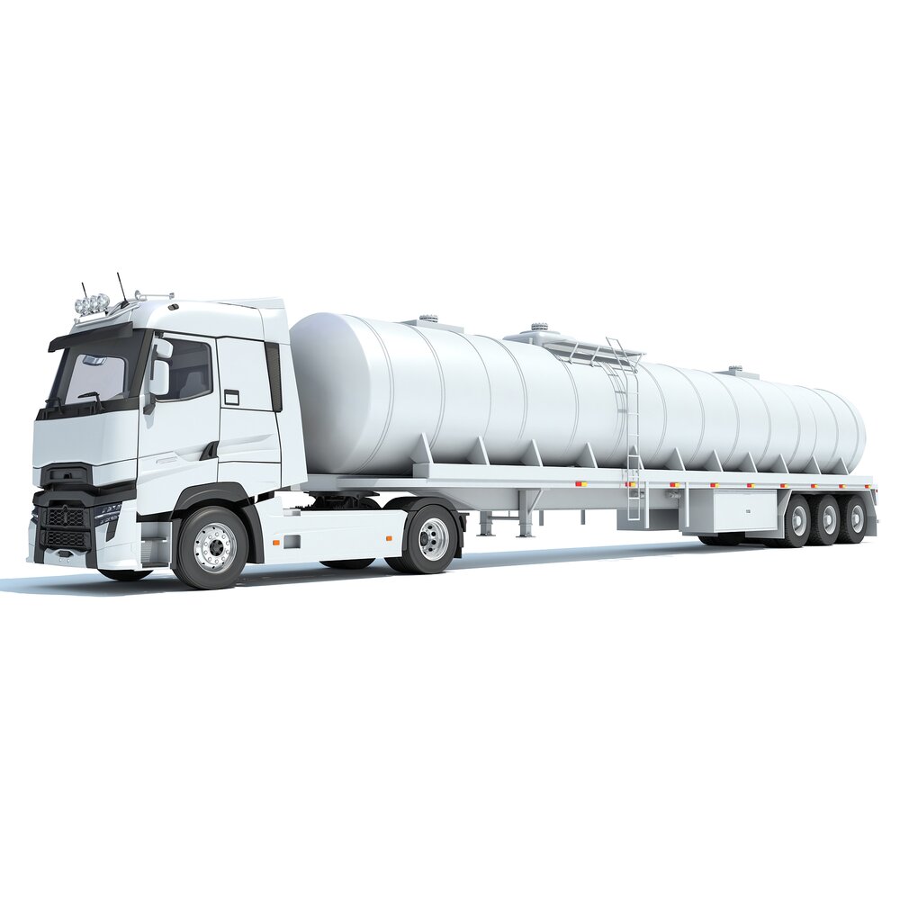 Truck With Fuel Tank Semitrailer 3D 모델 